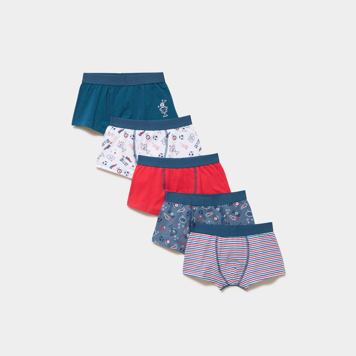 Lot 5 boxers coton majoritaire bleu marine gar&ccedil;on