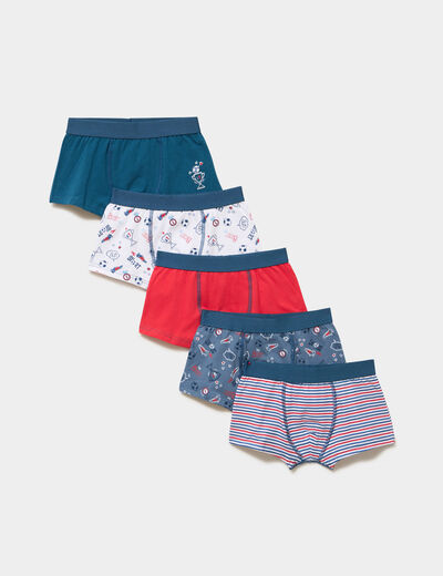 Lot 5 boxers coton majoritaire bleu marine gar&ccedil;on
