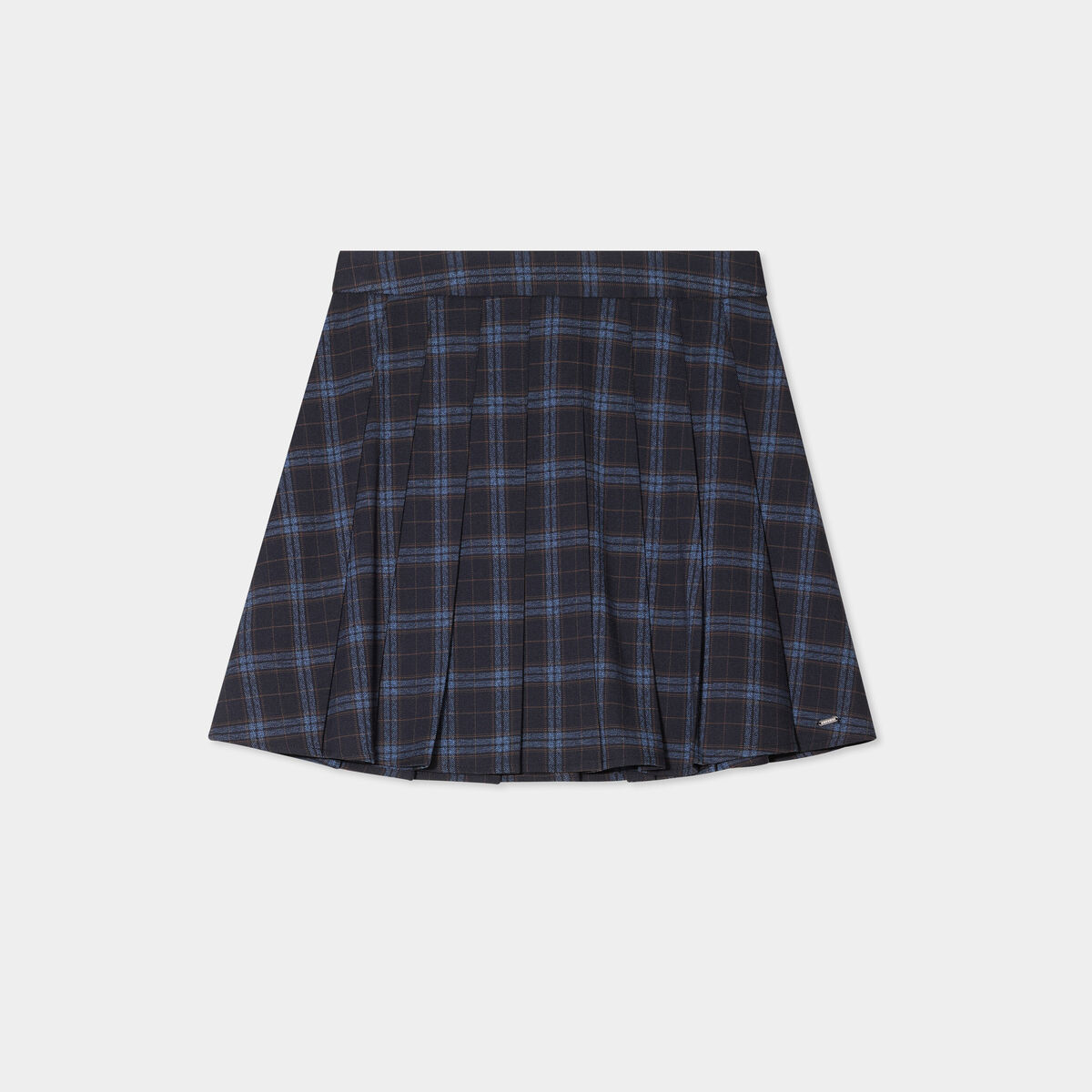 Jupe courte avec plis bleu marine femme