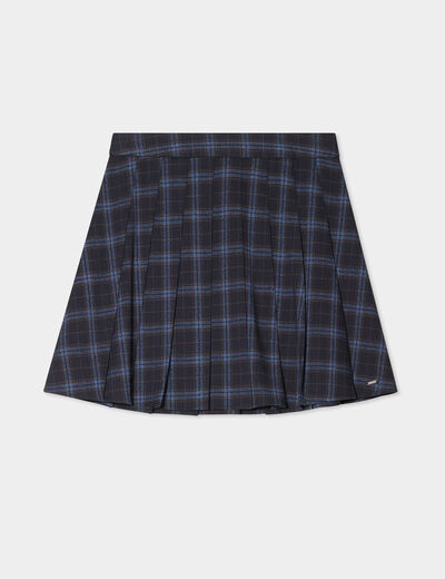 Jupe courte avec plis bleu marine femme