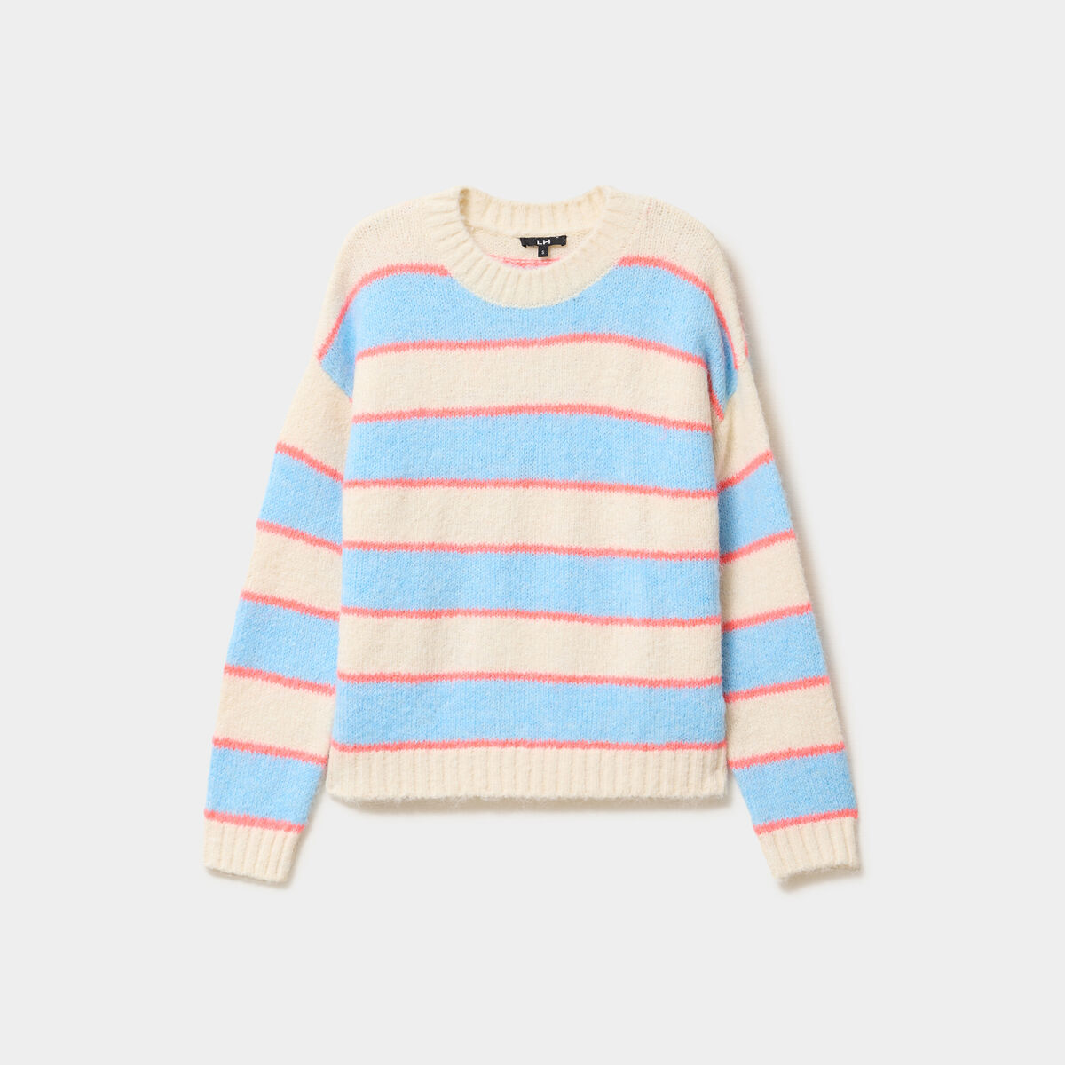 Pull col rond manches longues ecru femme