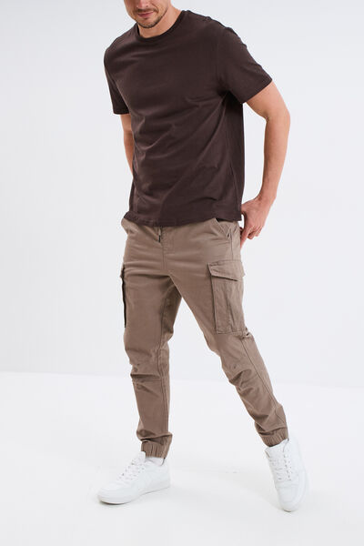 Pantalon cargo slim taupe homme