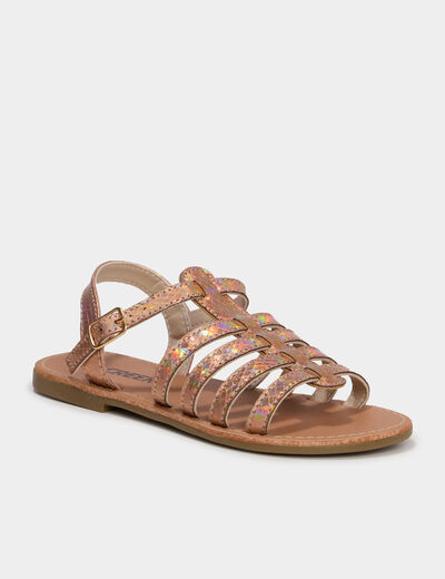 Sandales multibrides couleur argent fille