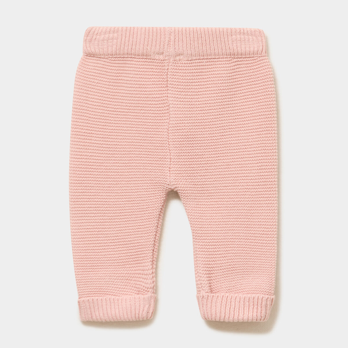 Pantalon tricot coton rose poudr&eacute;e b&eacute;b&eacute;