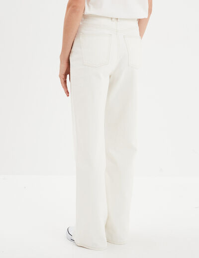 Jeans wide leg taille haute Creeks ivoire femme