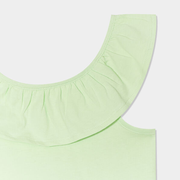 debardeur a volants en coton vert clair fille Débardeur à volants en coton vert clair fille
