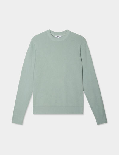 Pull en maille textur&eacute;e col rond vert pastel homme