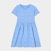 Robe courte &eacute;vas&eacute;e manches courtes coton bleu fille
