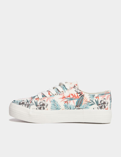 Tennis en toile basses à lacets vert femme