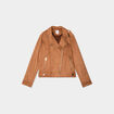 Veste courte esprit biker effet suédine marron clair femme