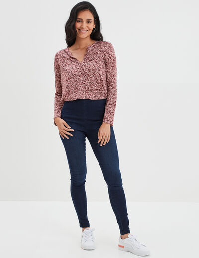 Jegging slim taille haute denim blue black femme