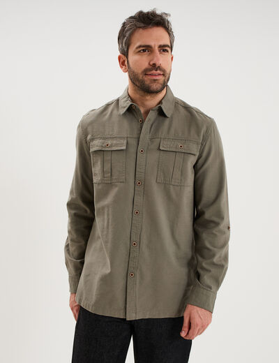 Chemise manches retroussables gris homme