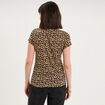 T-shirt coton imprim&eacute; coupe ajust&eacute;e beige femme