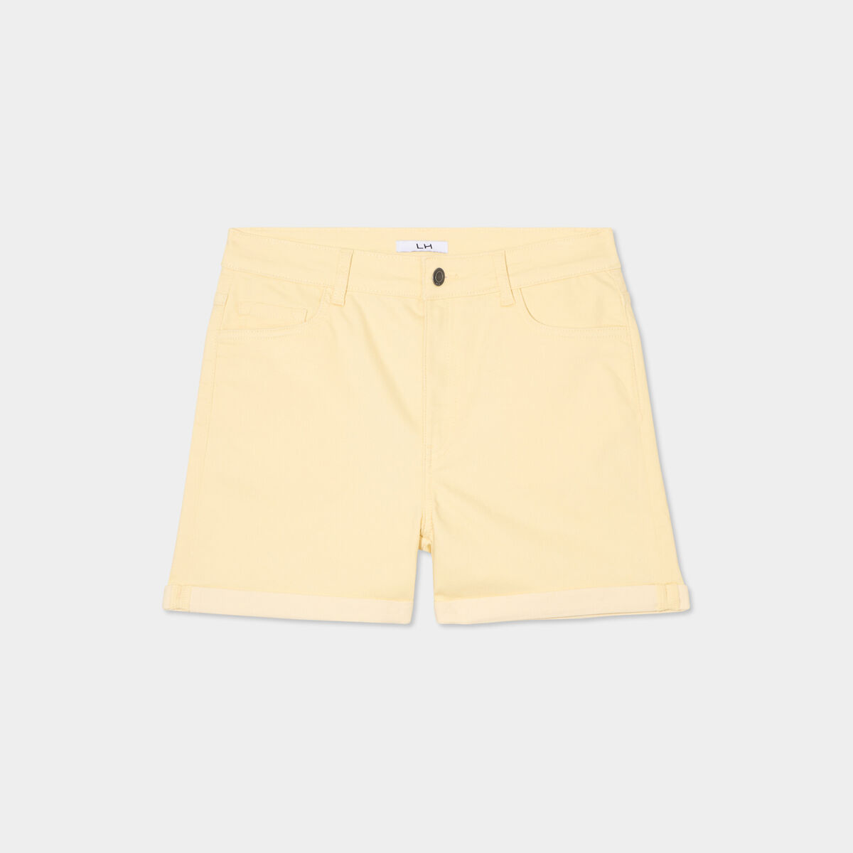 Short en jean slim coton stretch creme femme
