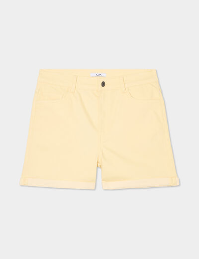 Short en jean slim coton stretch creme femme