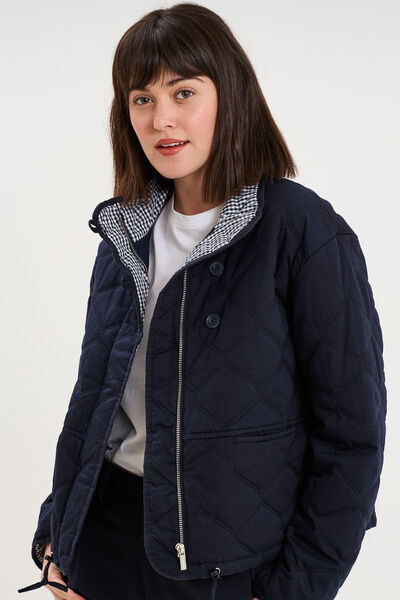 Veste matelass&eacute;e taille ajustable bleu fonc&eacute; femme
