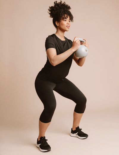 Legging corsaire de sport stretch noir femme
