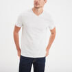 T-shirt droit col V ecru homme