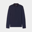 Polo manches longues encolure boutonnée bleu marine homme