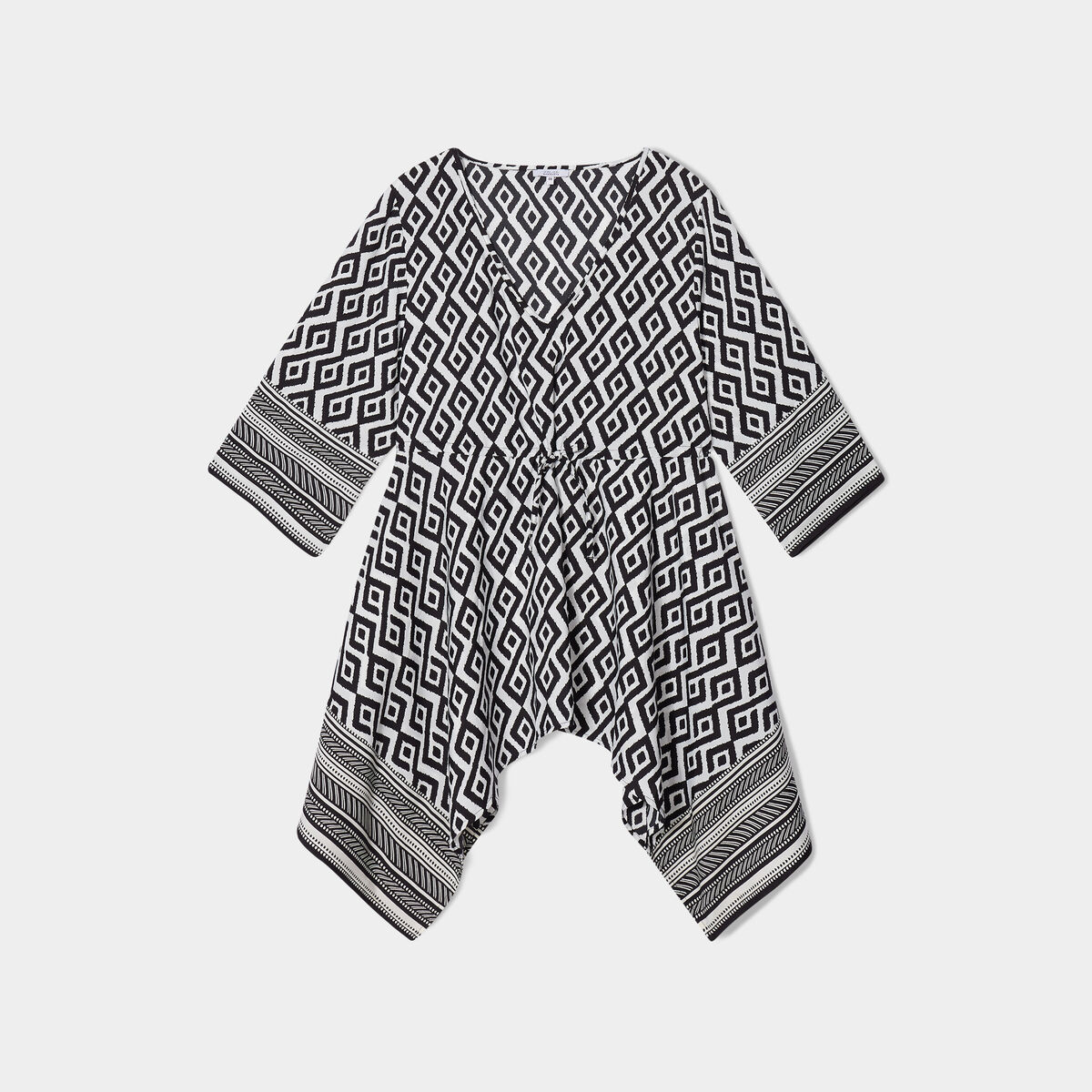 Tunique droite asymétrique ecru femme grande taille