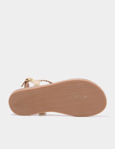 Sandales en cuir jaune or fille