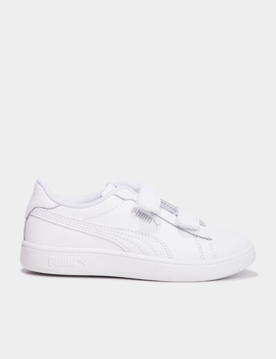 Tennis basses à scratchs Puma blanc garçon