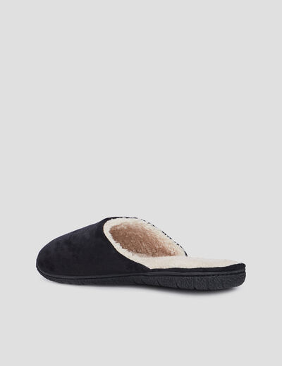 Chaussons mules aspect velours noir homme