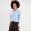 Pull col polo manches courtes bleu femme