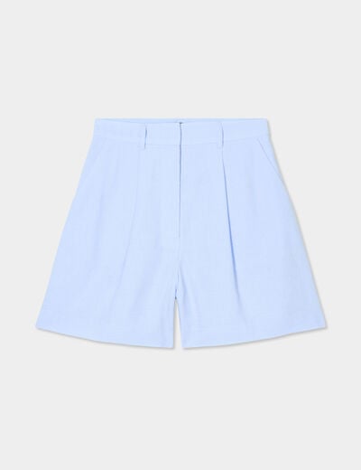 Short large avec pinces bleu ciel femme