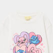 Sweat col rond manches longues Stitch blanc fille