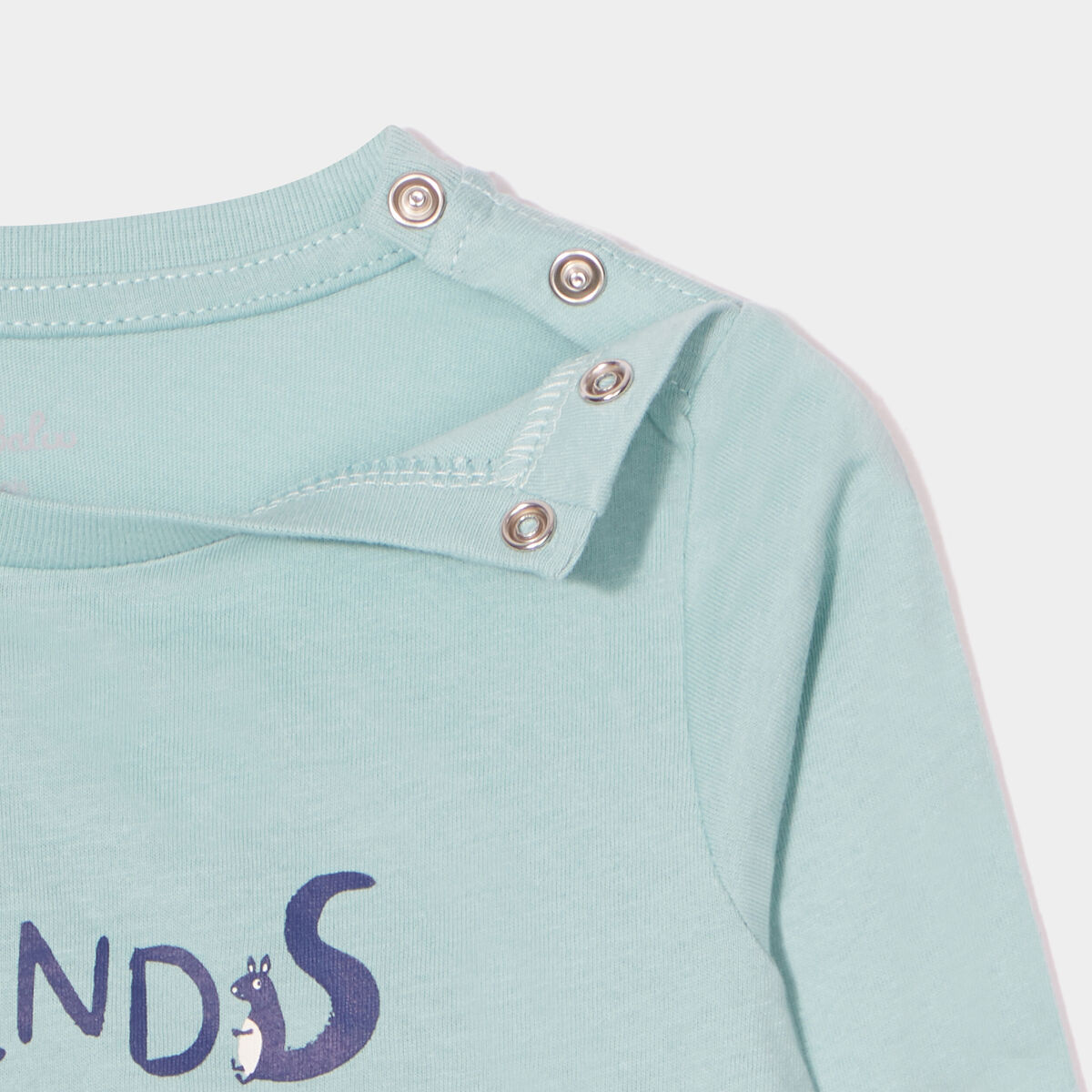 T-shirt boutonné manches longues coton vert clair bébé garçon