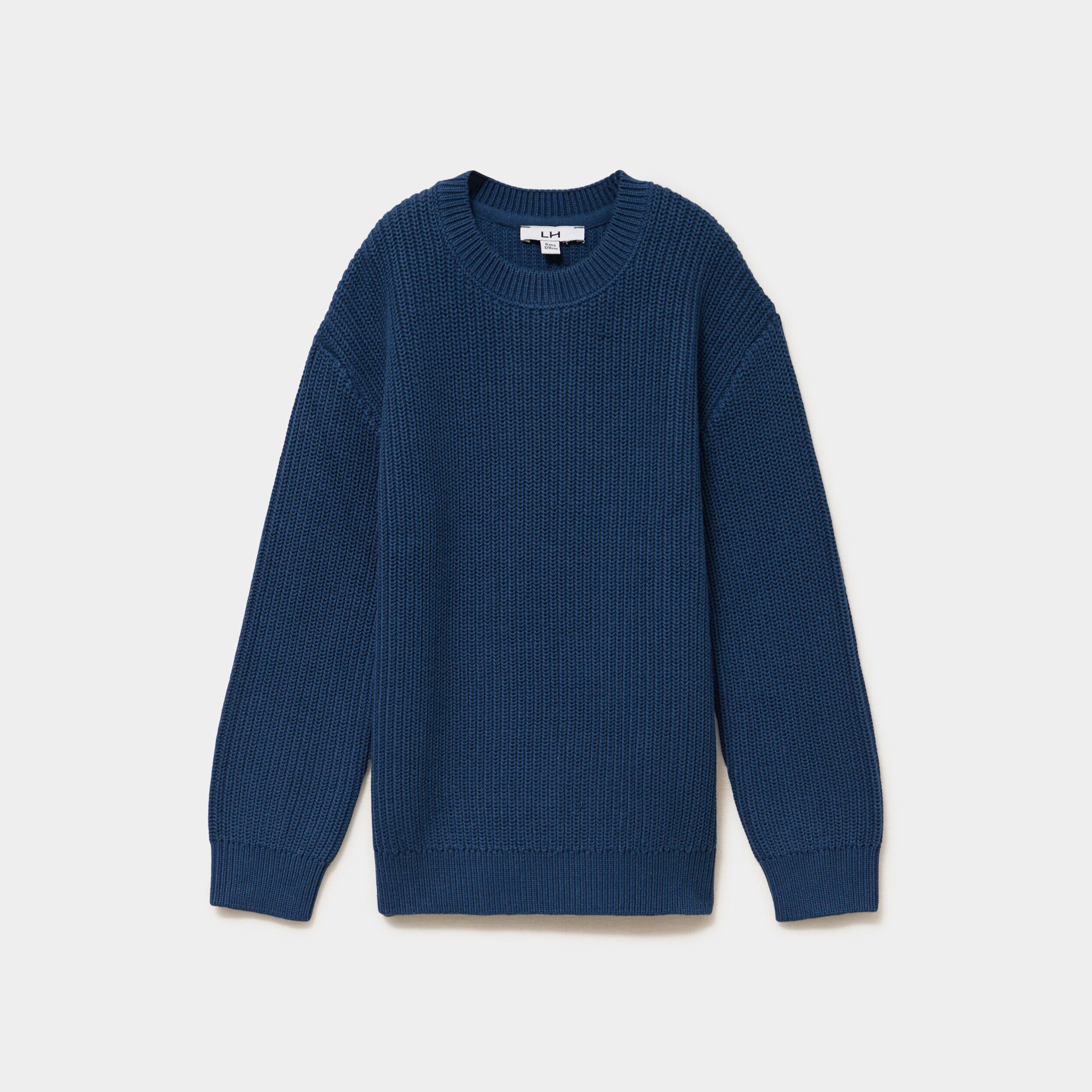 Pull col rond manches longues coton bleu foncé garçon LH