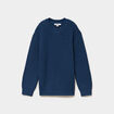 Pull col rond manches longues coton bleu fonc&eacute; gar&ccedil;on