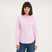 Chemise cintr&eacute;e stretch manches longues rose femme