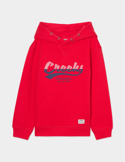 Sweat à capuche hoodie 1 poche Creeks rouge garçon