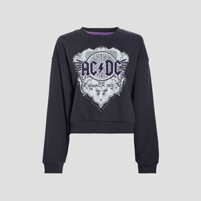 sweat manches longues acdc noir femme Sweat manches longues AC/DC noir femme