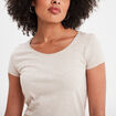 T-shirt coton col rond manches courtes beige femme