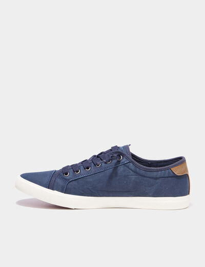 Tennis basses en toile effet denim bleu marine homme
