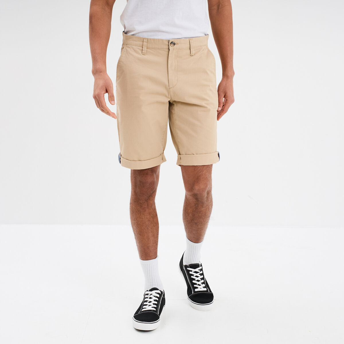 Bermuda short chino straight stretch beige homme