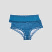 Lot 2 shortys microfibre bleu pétrole femme