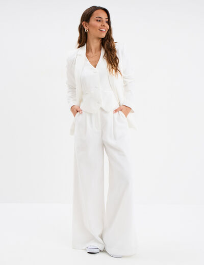 Veston sans manches blanc femme