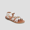 Sandales en cuir avec bride d'attache blanc fille