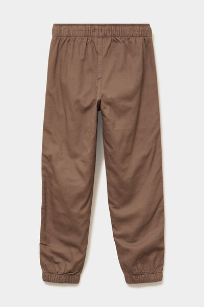 Pantalon jogger doubl&eacute; coton taupe gar&ccedil;on
