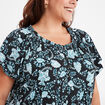 T-shirt col smocké manches courtes noir femme grande taille