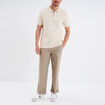 Polo col zipp&eacute; manches courtes coton ecru homme