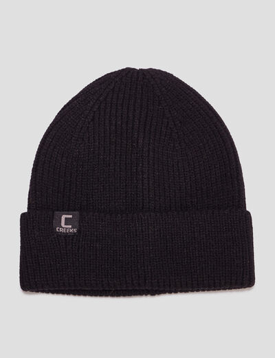 Bonnet tricot&eacute; noir mixte