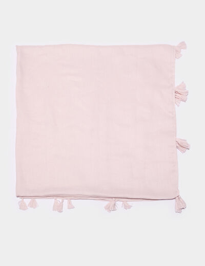 Foulard à pompons sable femme