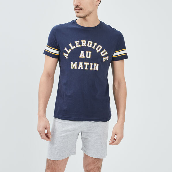 Ensemble pyjama 2 pièces bleu marine homme