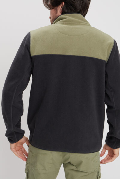 Gilet polaire col montant gris foncé homme