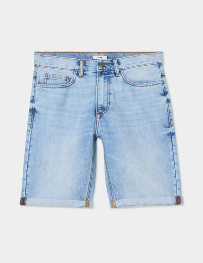 Bermuda droit en jean denim bleach homme